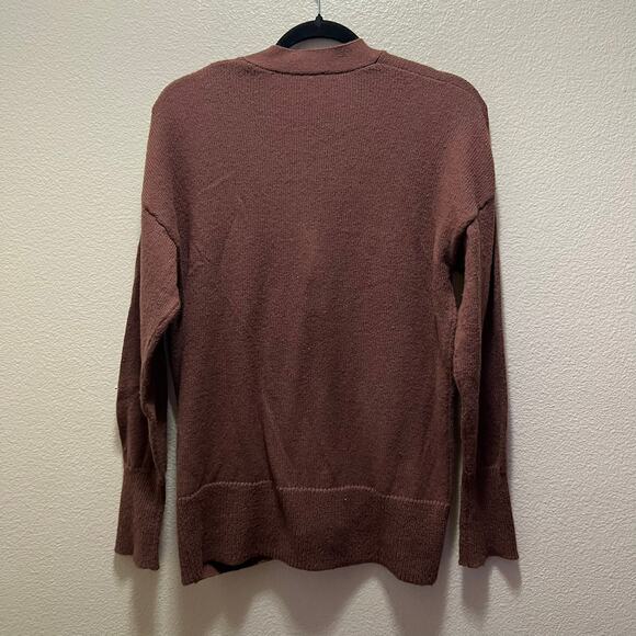 Melrose And Market Burgundy knit Oversized Knit Cardigan Sweater Button Sz XS - Picture 3 of 7